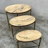Vintage bronze, brass and onyx nesting table