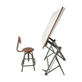 Architect's table and its stool (Etablissements L. Sautereau)
