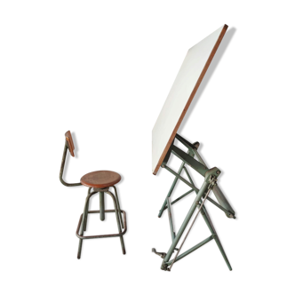 Architect's table and its stool (Etablissements L. Sautereau)