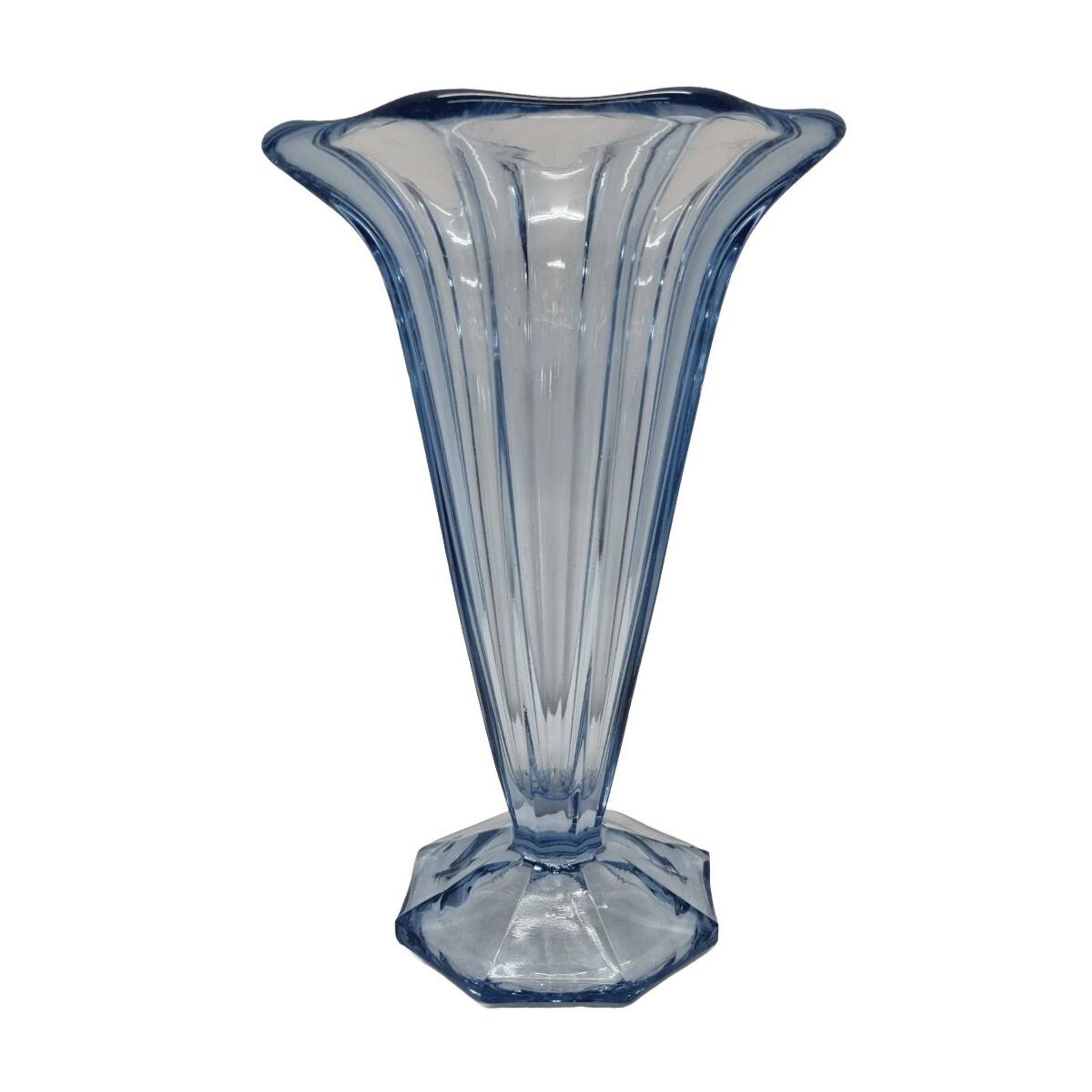 Vase Art Déco en forme de tulipe bleue