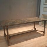 Rectangular steel and basalt coffee table