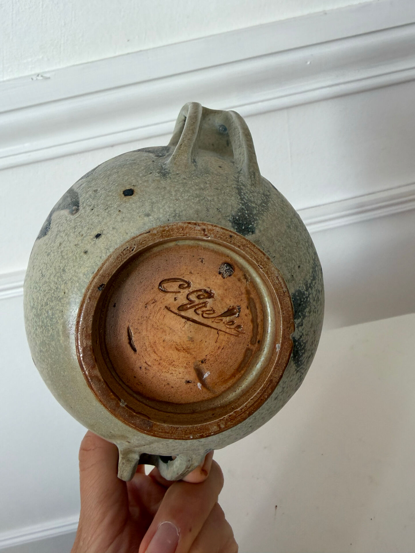 Stoneware bowl signed Gréber