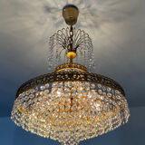 Cascade chandelier with crystal and bronze tassels