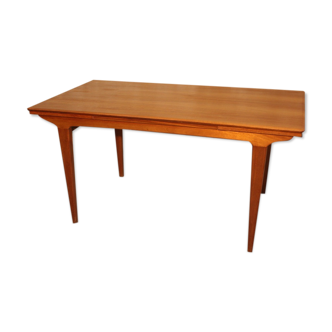 Vintage rectangular teak table with 2 extension spieces, 1960s