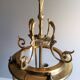 Antique entrance hall lantern - 3 lights - brass & convex glass