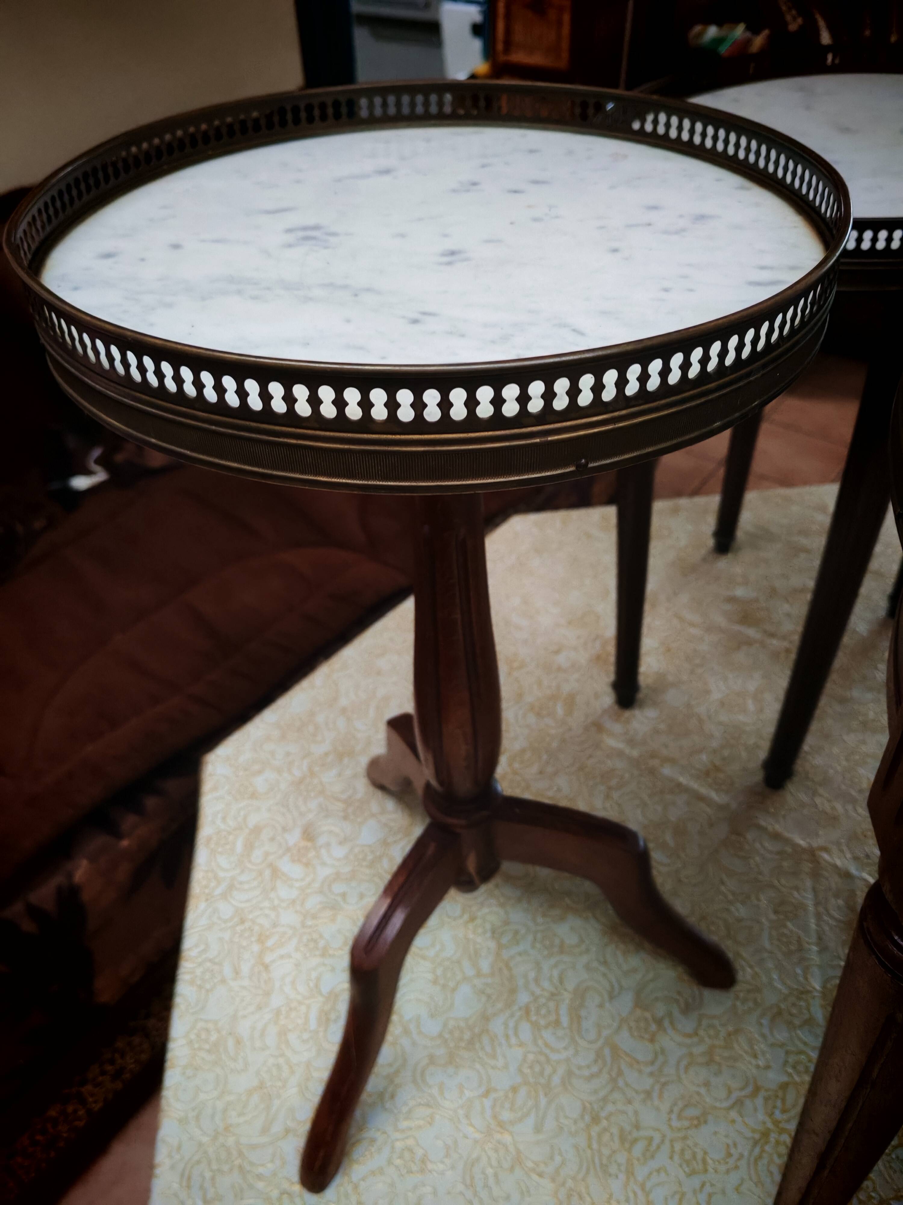 3 tripod bouillotte tables in Louis XVI style