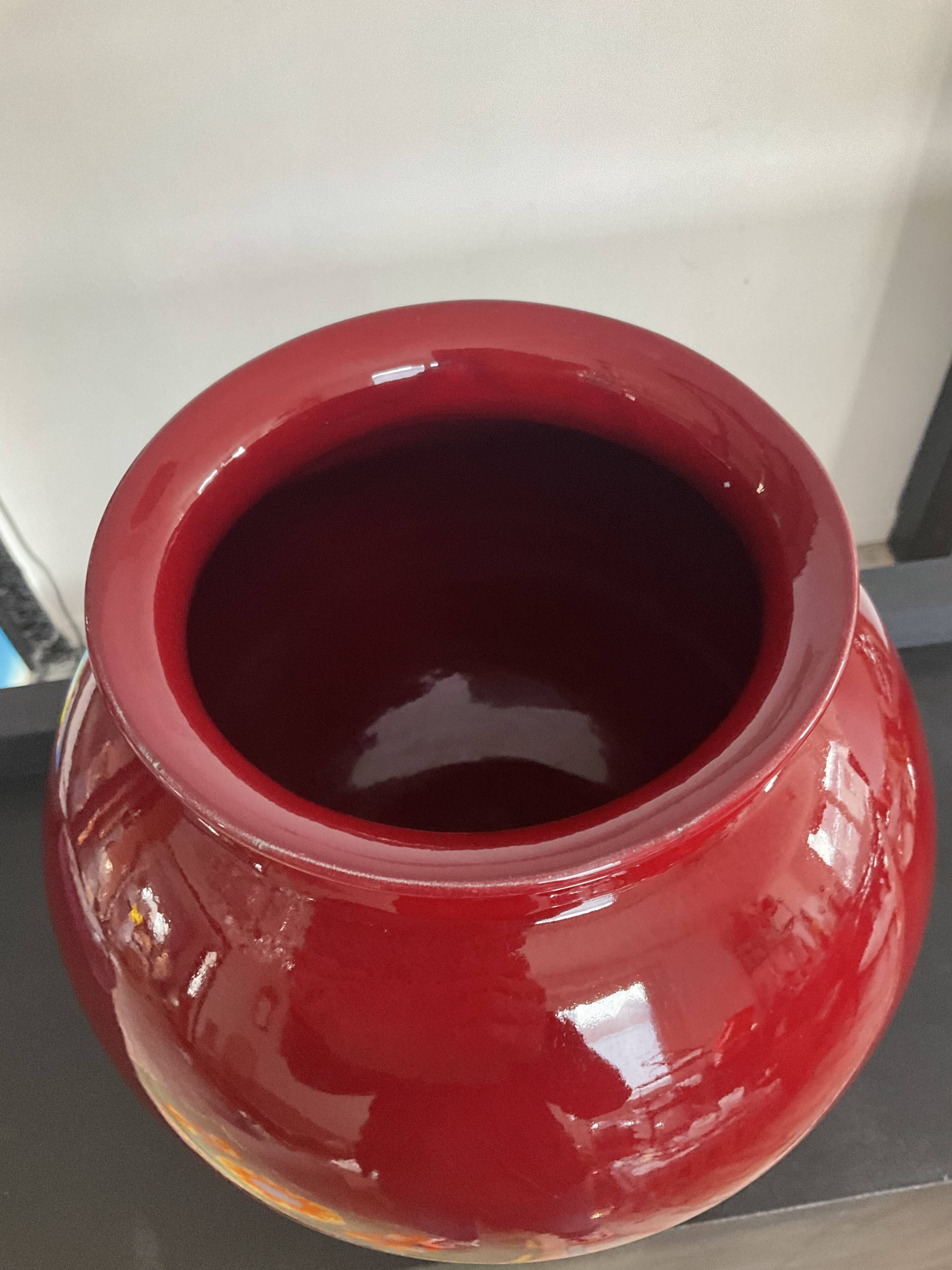 Vintage standing vase in glazed ceramic 70s