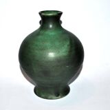 Vintage ceramic vase signed vague - Green glazed terracotta