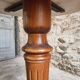 Vintage French bistro table in marble, walnut base, from 1920–1940.