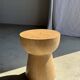 Side table or stool with a semi-spherical top in beige mango wood H50 D45