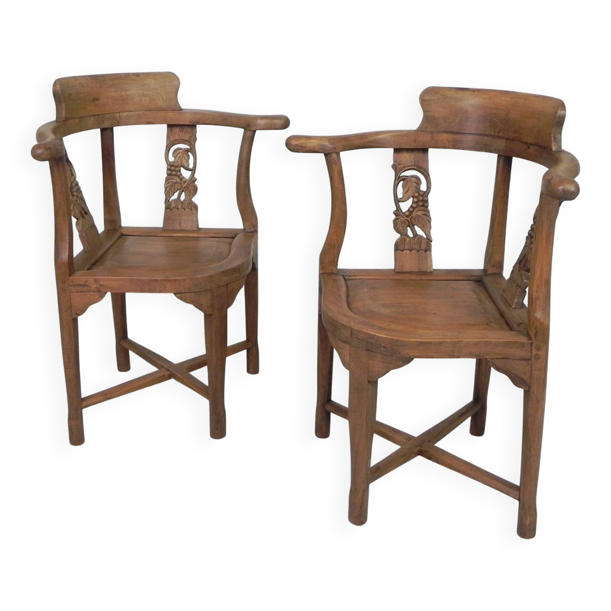 Set of 2 teak corner chairs, 1980s