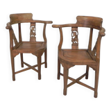 Set of 2 teak corner chairs, 1980s