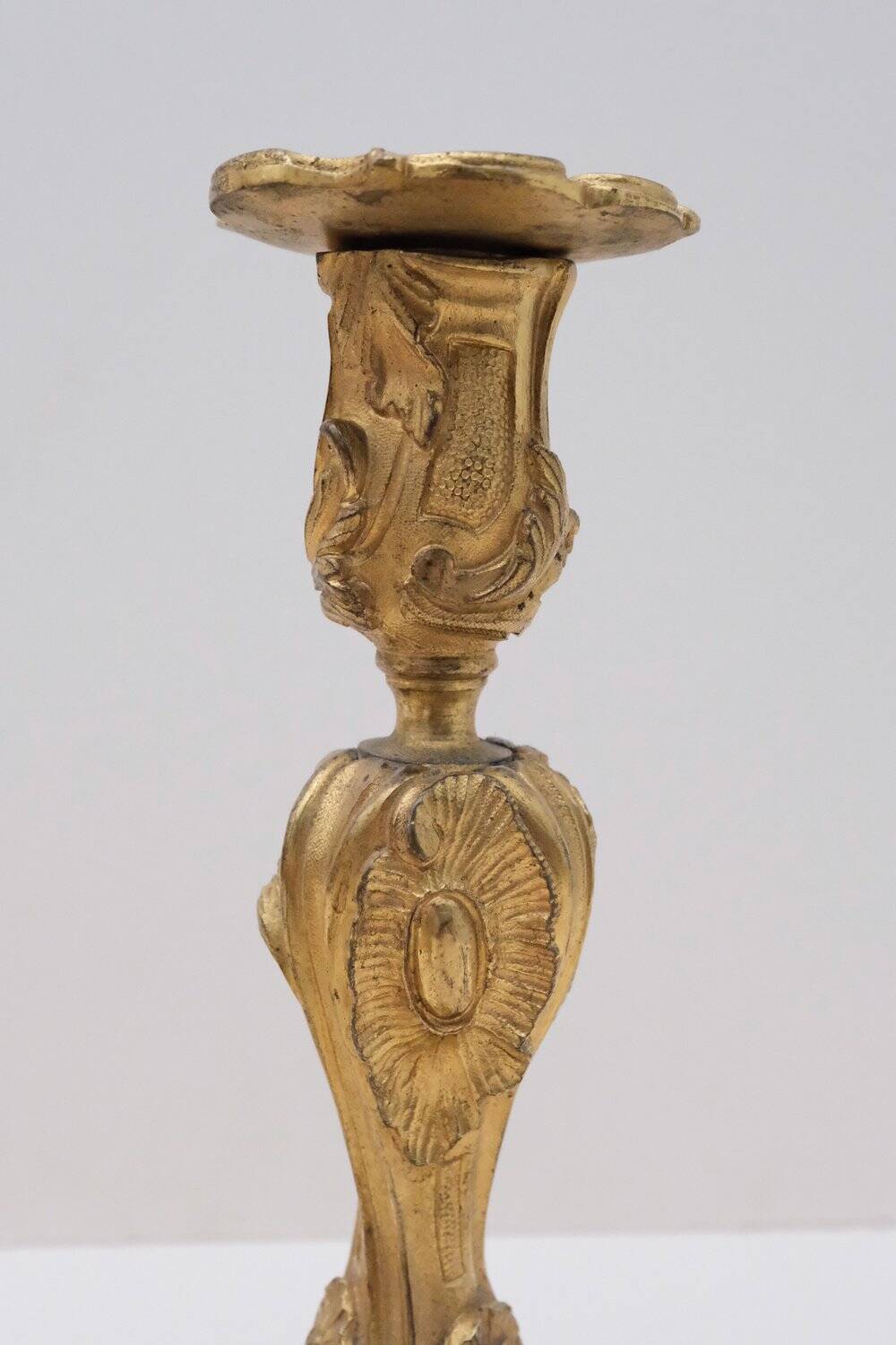 Pair of louis xv style rocaille candlesticks, slodtz model, 19th century