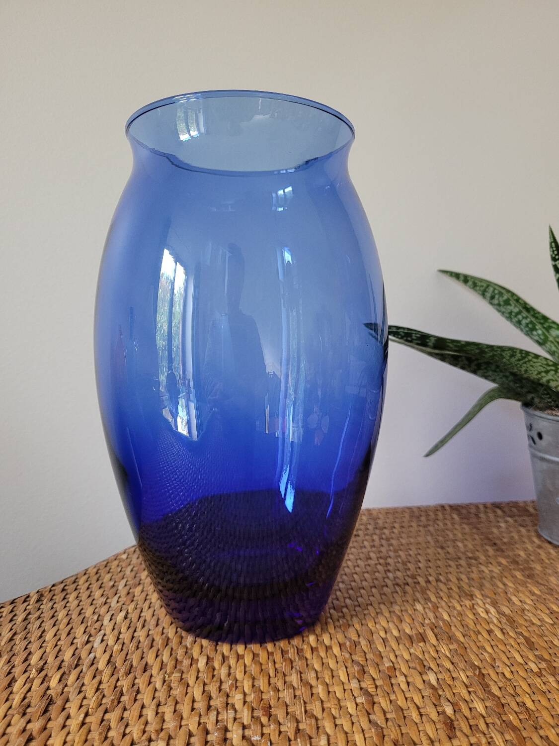 Large cobalt blue glass vase