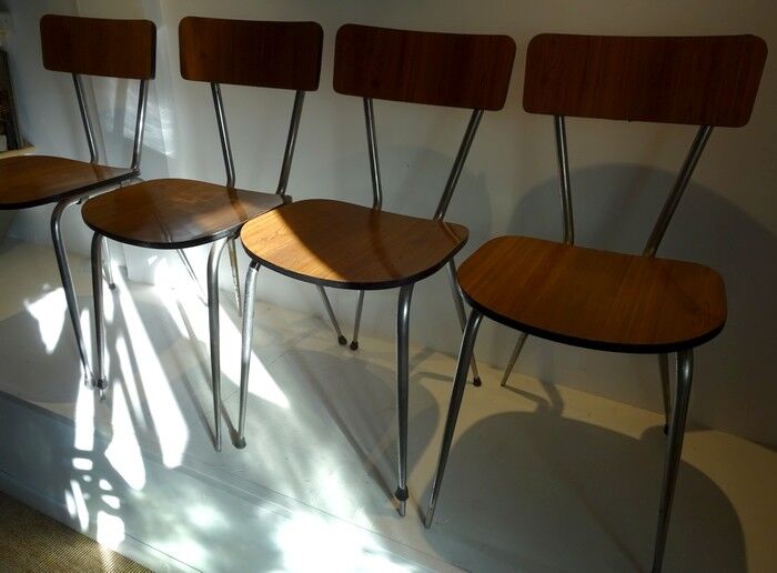Lot de 4 chaise formica marron