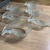 Glass avocado service with avocado decor 7 pieces 1 with an interior crack not perceptible to the touch 1 with an interior crack not perceptible to the touch