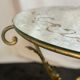 Round coffee table base in gilded wrought iron beautiful top enamelled glass 50s