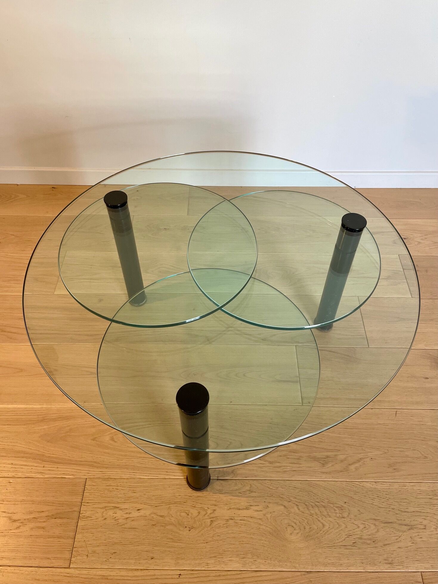 Glass coffee table and black base