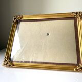 Cadre photo vintage en métal doré 21,5 cm x 16,5 cm verre convexe