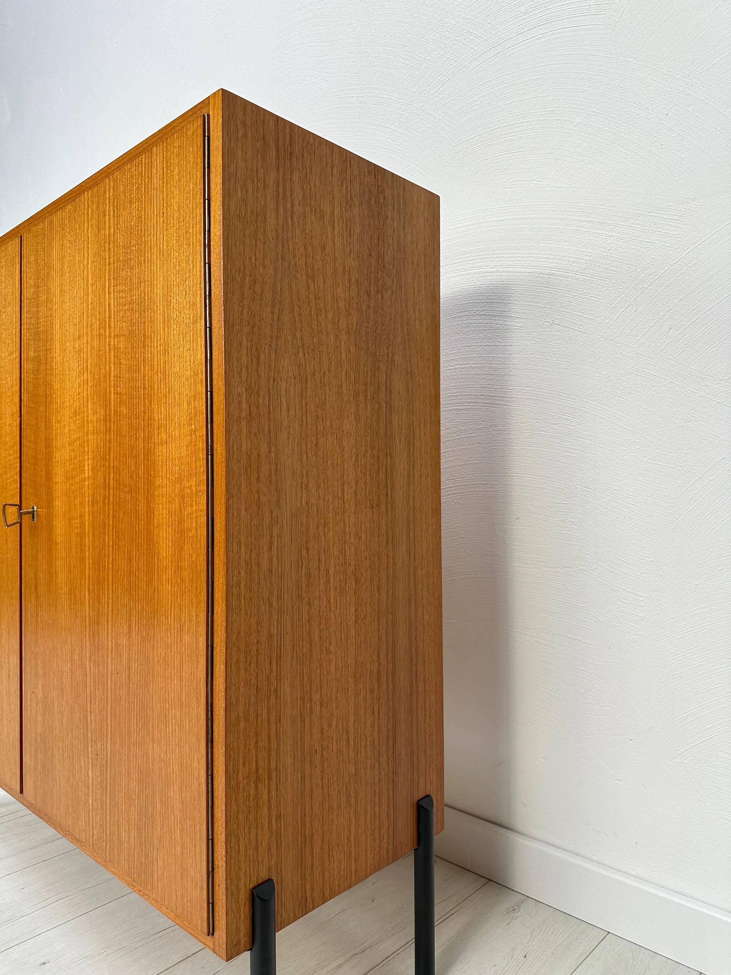 1960s Small Vintage Teak Dresser with Metal Legs