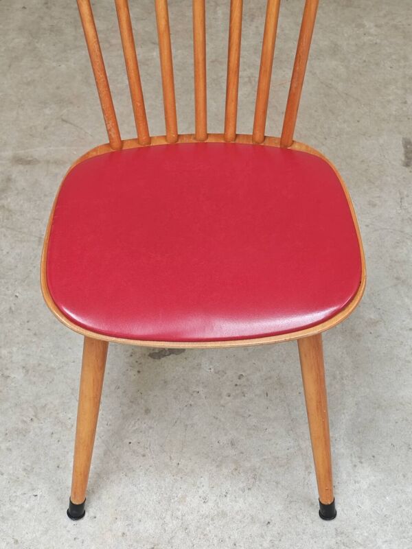 Chaise Baumann Menuet skai rouge 1960