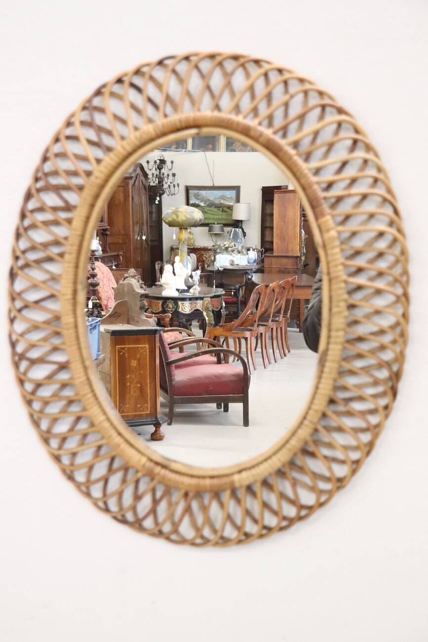 1960s Italian design bamboo mirror