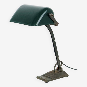 Lampe de notaire industrielle Art Déco Lampe de bureau Soleil Bauhaus Fonte Émail vert