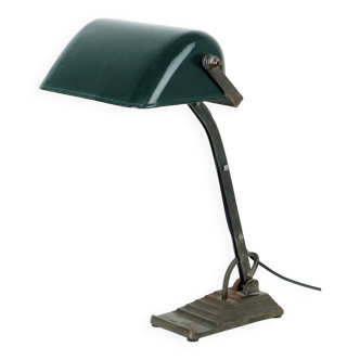 Art Deco Industrial Notary Lamp Desk Lamp Sun Bauhaus Cast Iron Green Enamel
