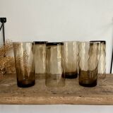 6 LUMINARC France smoked glasses