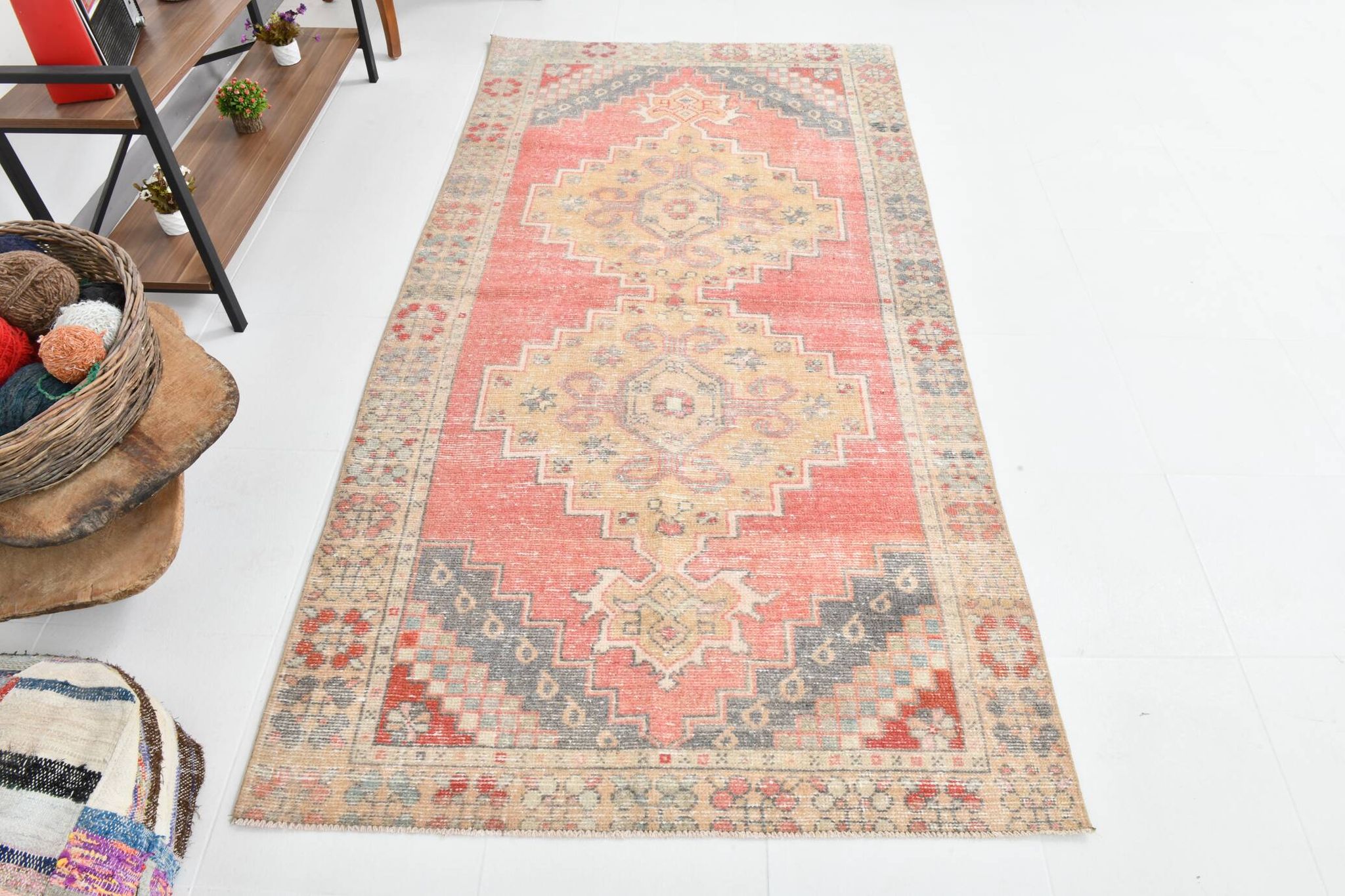 4x8 Red Geometric Turkish Rug 127x247Cm SK 22752