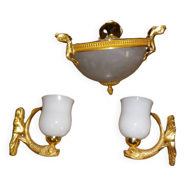 lustre et ses appliques laiton bronze dorée
