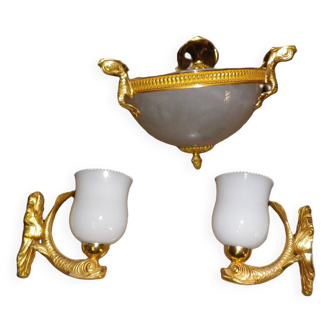 lustre et ses appliques laiton bronze dorée