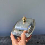 Acorn silver metal butter dish