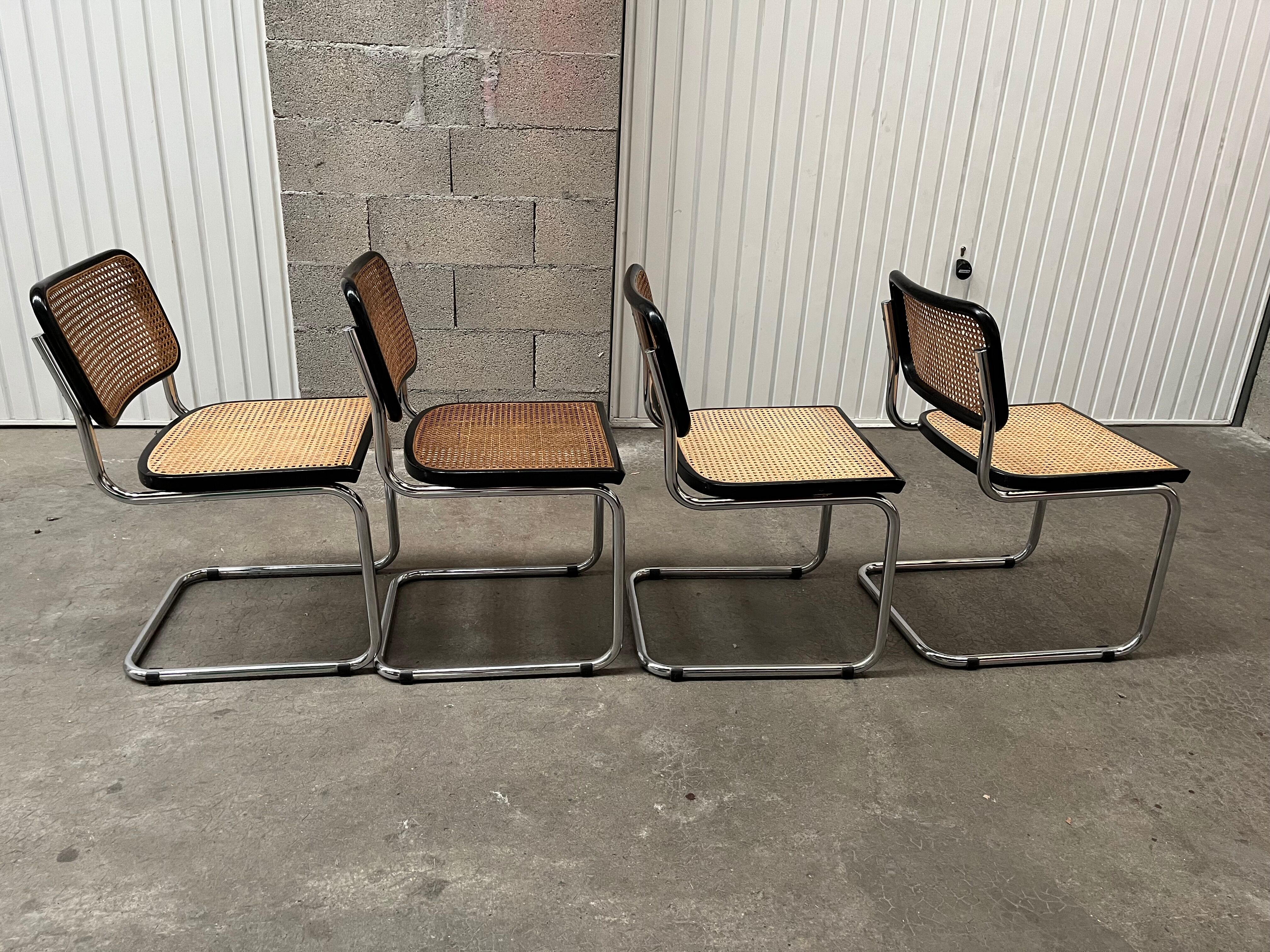 Serie of 4 Cesca B32 chairs by Marcel Breuer