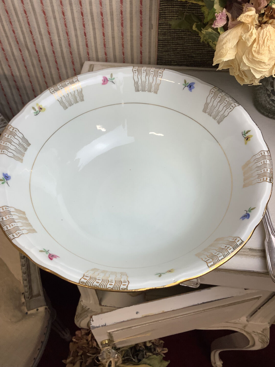 Round hollow dish made in France Limoges Porcelain