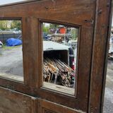 19th-century solid oak entrance door with three openings, including frame.