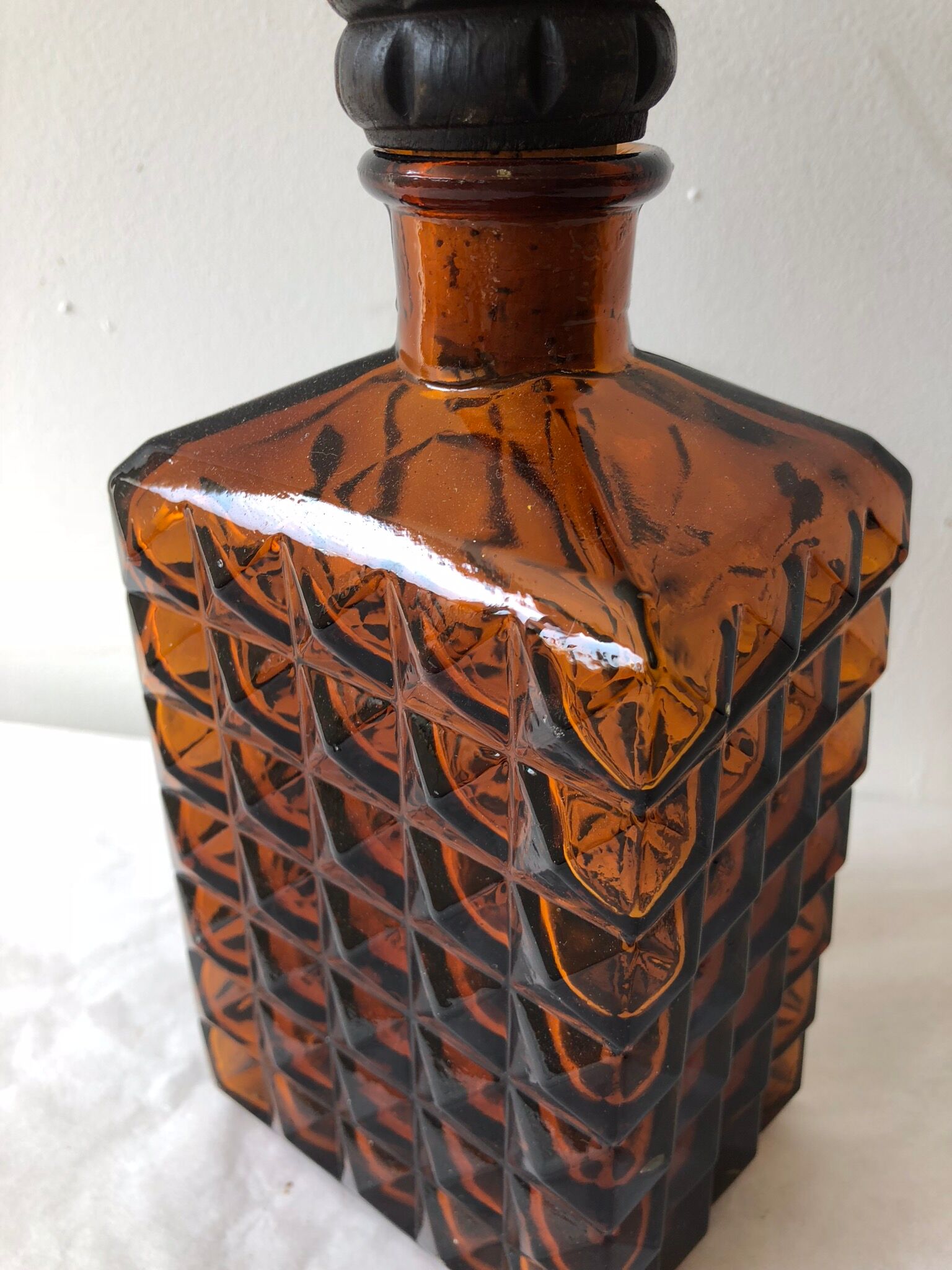 Vintage amber glass carafe