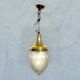 Suspension Art Déco en laiton doré et verre sculpté, années 1930