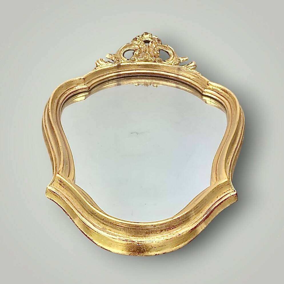 Deknudt Mirror - Vintage Rococo Mirror in Golden Resin - 1970s