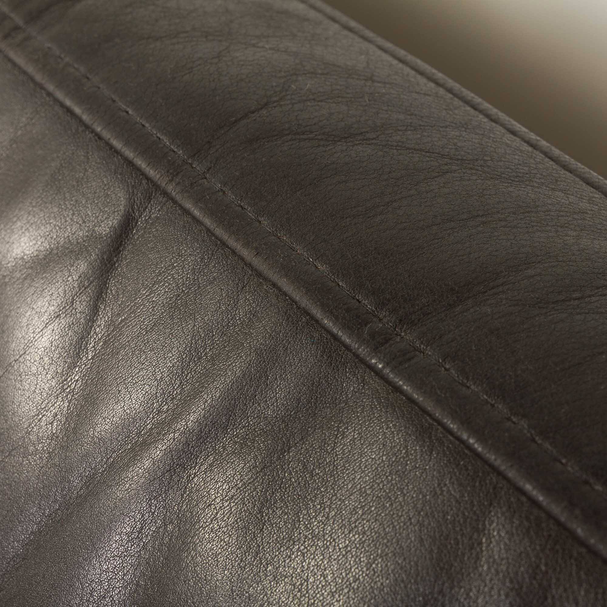 Vintage black leather sofa by Mogens Hansen, Deanmark 1970s