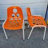 Chaises orange sicopal de 1970