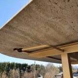 Adjustable travertine coffee table eye shape