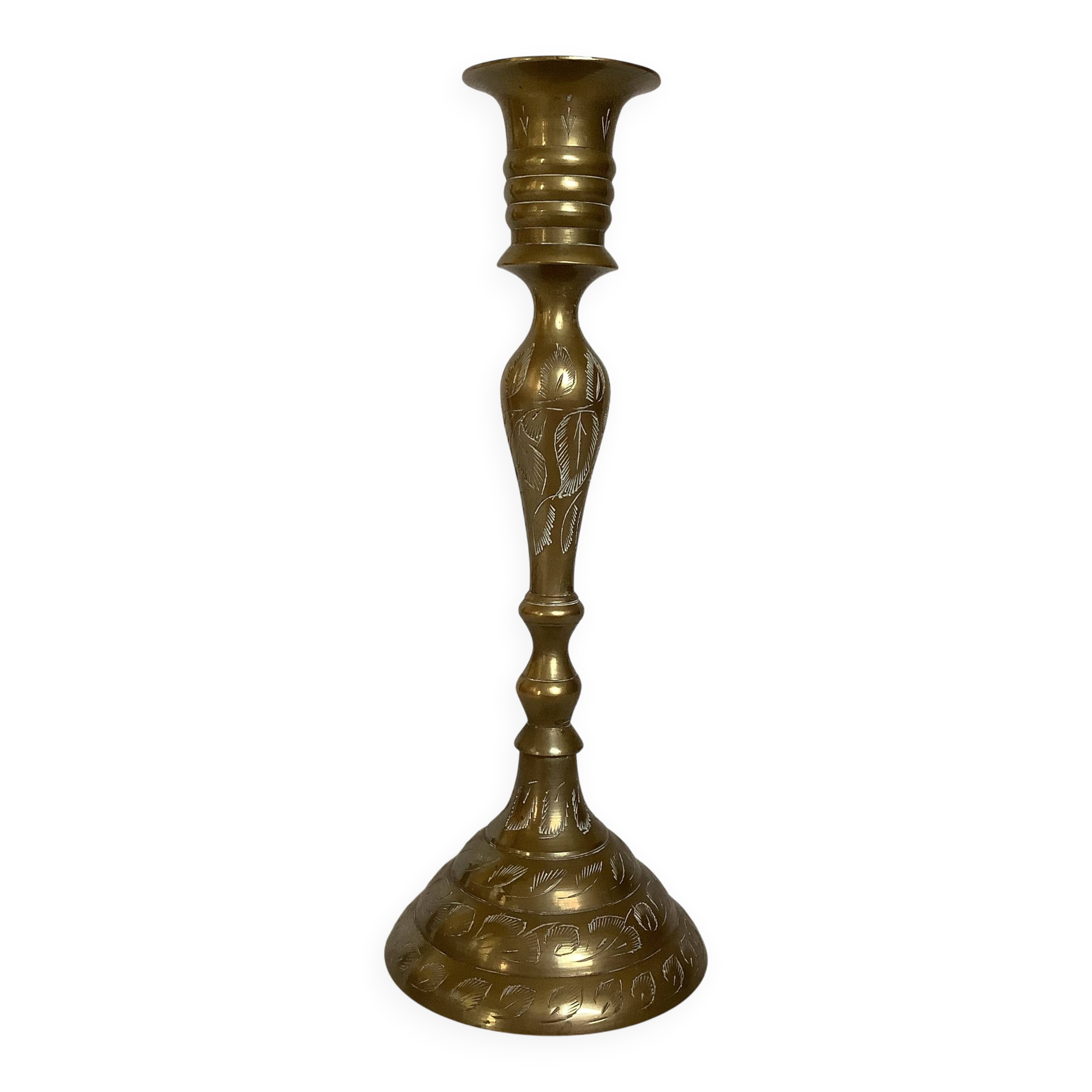 Worked brass candlestick