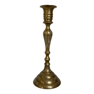 Worked brass candlestick