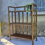 Set of 2 vintage bamboo rattan bedside shelves