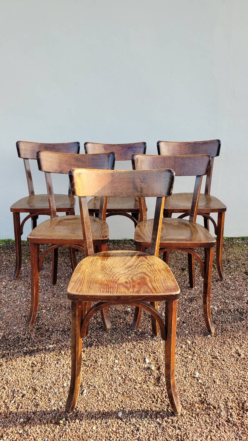 Series of 6 vintage restaurant bistro chairs - 1950s