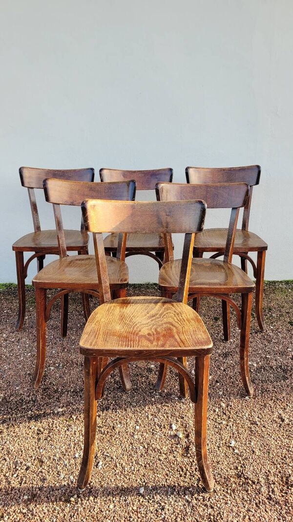 Série de 6 chaises de bistrot restaurant vintage- 1950s