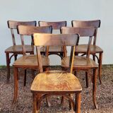Series of 6 vintage restaurant bistro chairs - 1950s