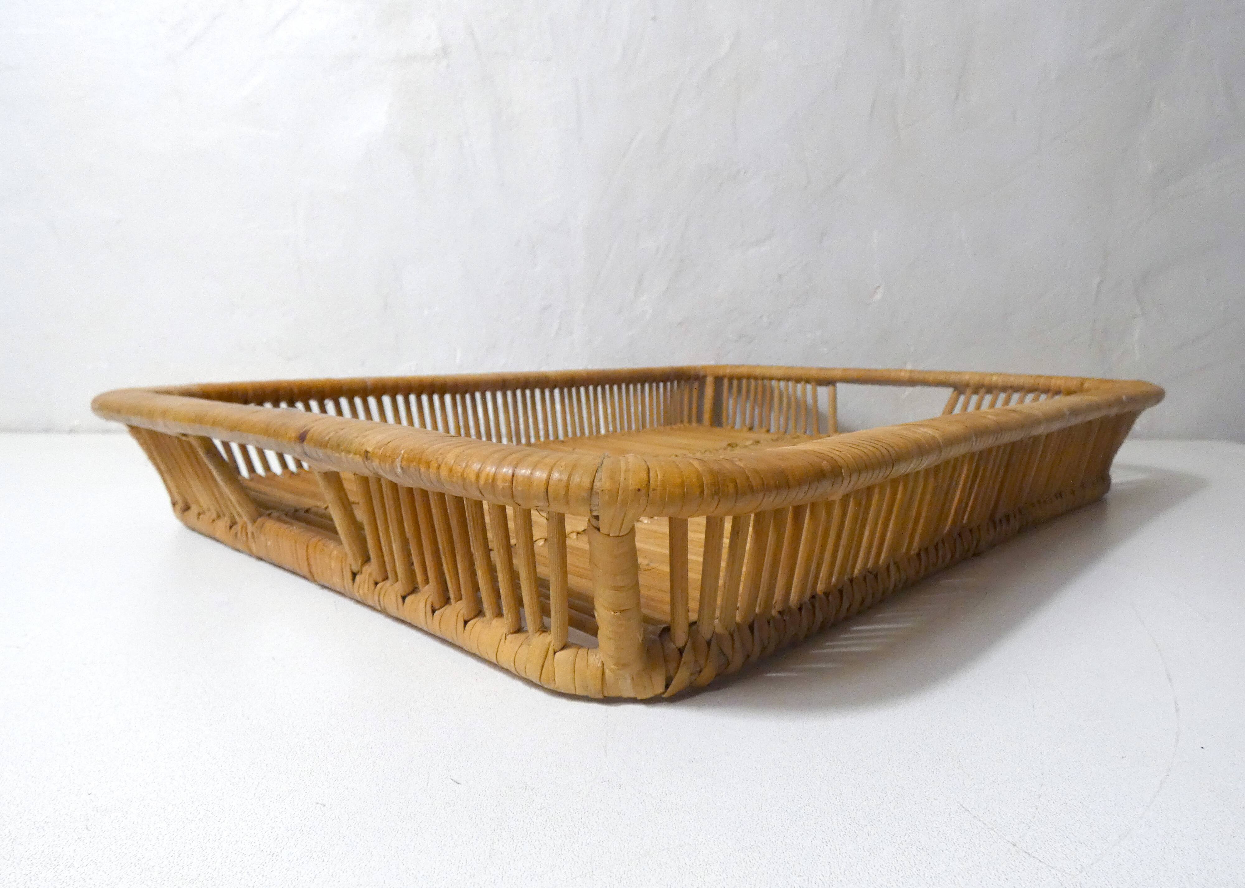 large vintage design rattan tray