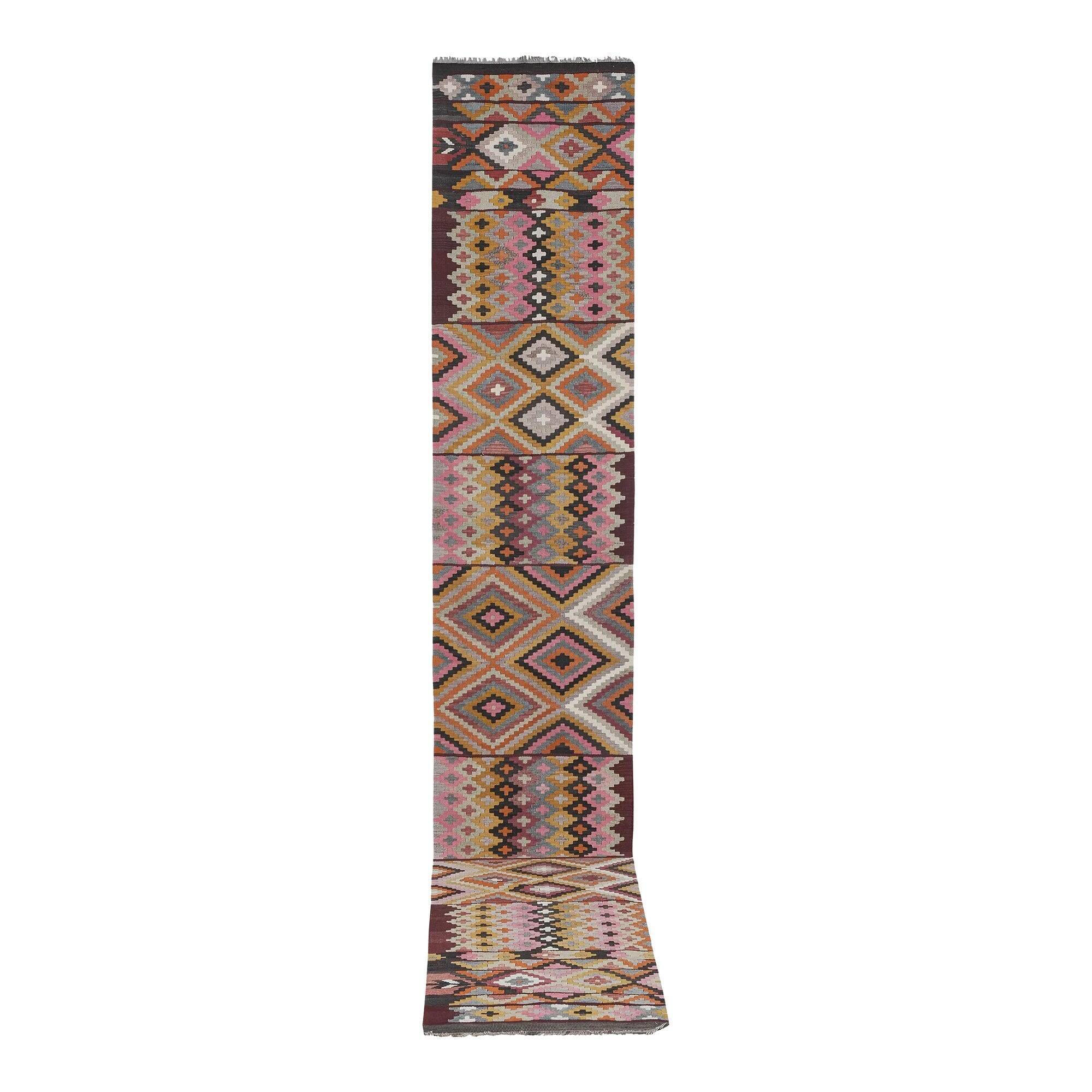 Vintage Turkish hallway rug 77x454 cm